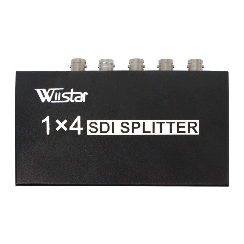 Wiistar SDI 1x4 Splitter Black Amplifier Splitter 1 in to 4 Out SD-SDI HD-SDI 3G-SDI Repeater Extender - Image 1